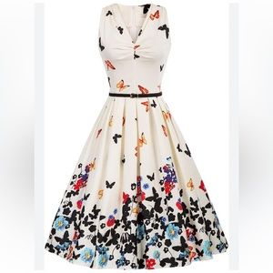 Belle Poque Sleeveless Vintage Dress Butterfly NO Belt Medium